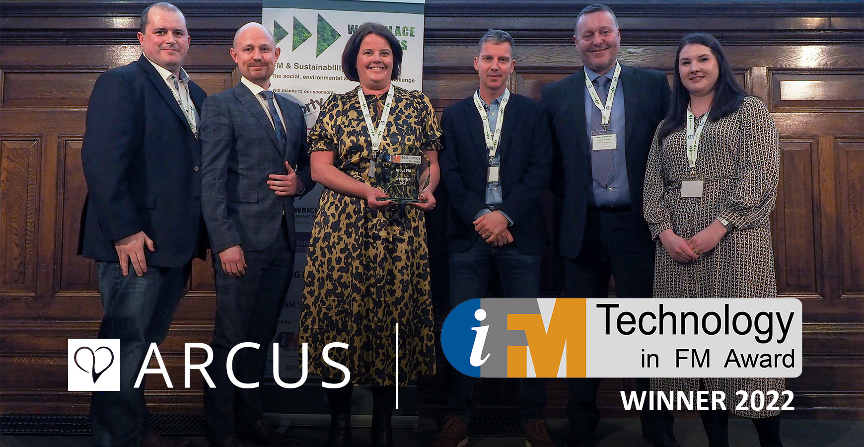 Arcus colleagues collecting Technology in FM Award 2022