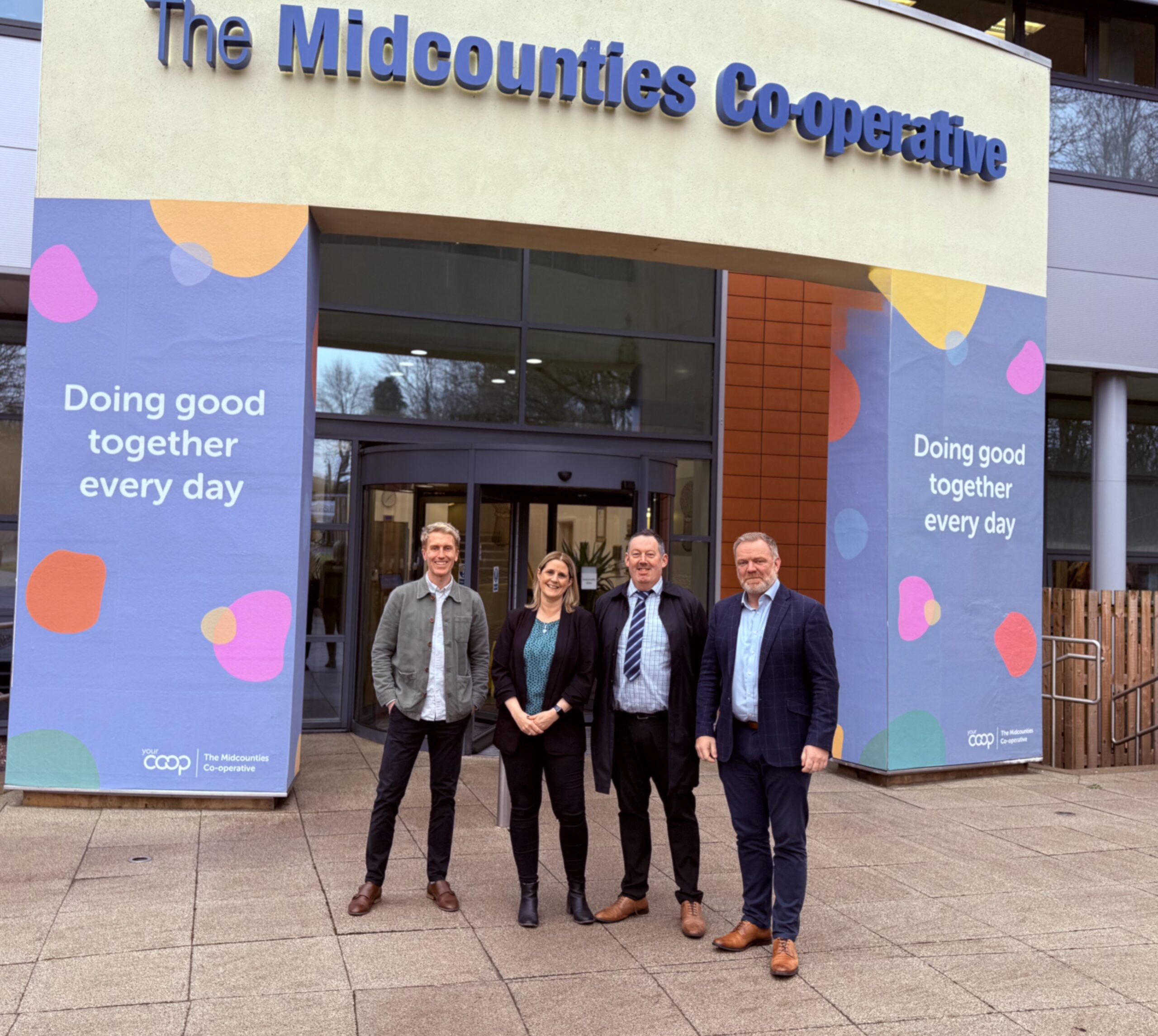 Pictured left to right: Ben Sampson, Head of Facilities Management (Midcounties Co-op); Kirstie Fox, Contracts Manager (Midcounties Co-op); Nicky Hughes, Account Manager (Arcus FM); Danny Walker, Business Unit Director (Arcus FM) 